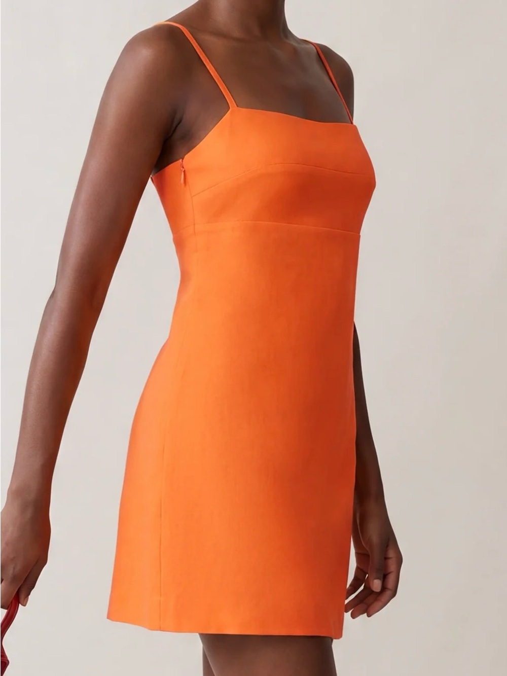 Few Moda Kourt Linen Velma Dress Orange Spaghetti Strap Mini NWT